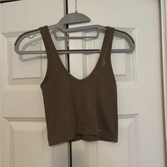 Brown Ribbed Tank Top - Picture 1 of 3